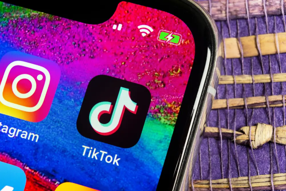 A phone screen showing the app, TikTok.