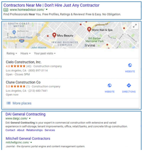 Contractors near me Google search