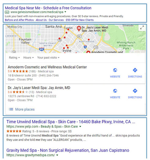 a screenshot of google map rankings