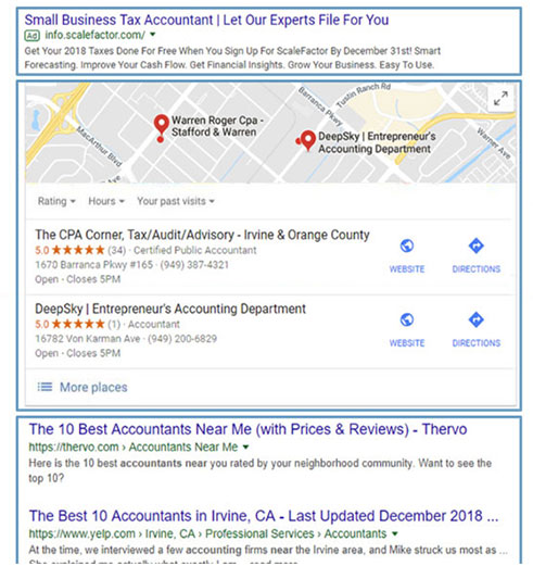 screenshot of google map rankings