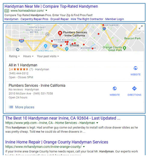 screenshot of google map rankings
