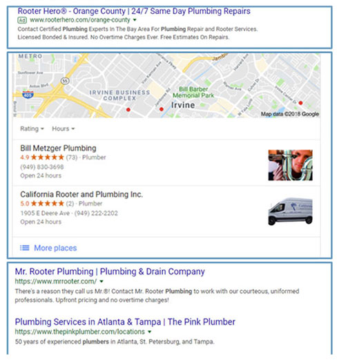 screenshot of google map rankings