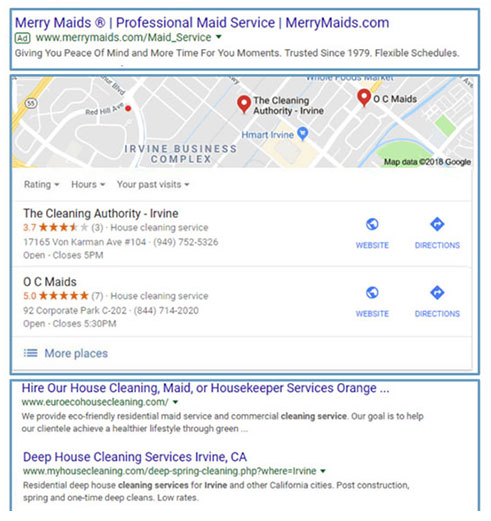 screenshot of google map rankings