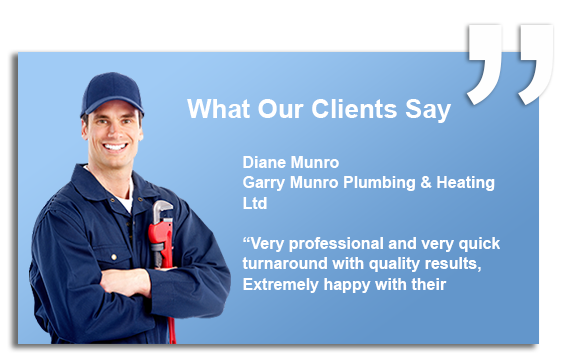 a plumber in a blue uniform with a wrench